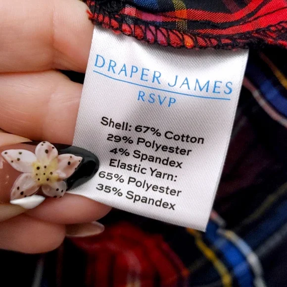 Draper James Red Plaid Smocked Peplum Poof Sleeve Top Womens Size Extra Large XL - Picture 5 of 9